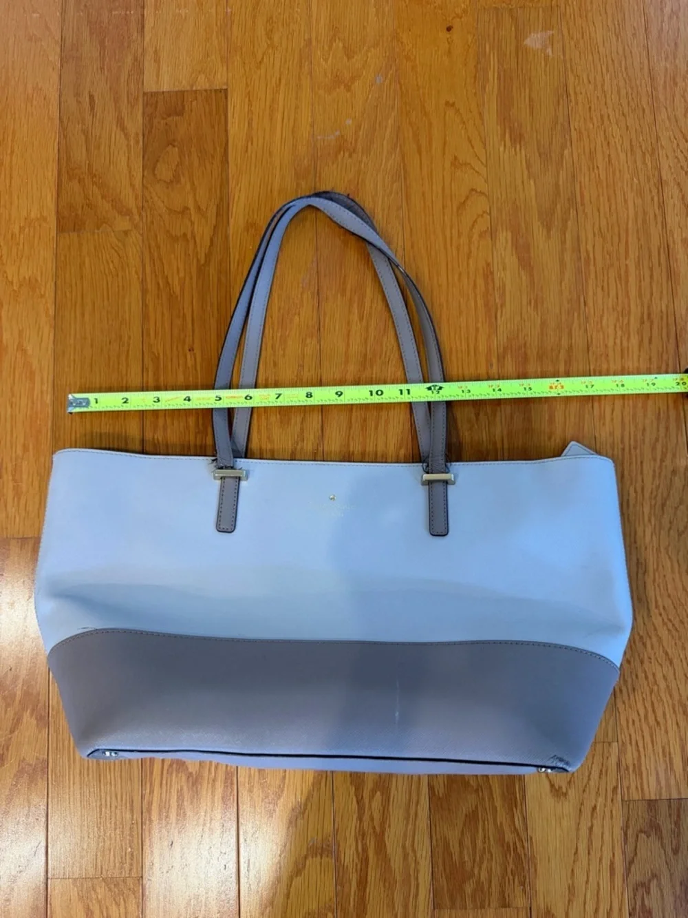Kate Spade New York Two Tone Leather Tote Bag Neutral Work Shoulder Bag